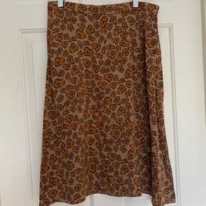 Tucker silk cheetah-print skirt